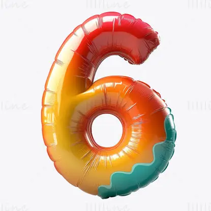 Cartoon inflatable balloon Arabic number 6