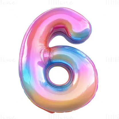 Colorful cartoon inflatable balloon Arabic number 6