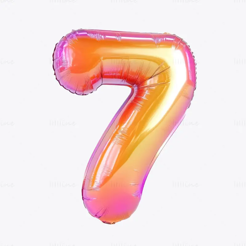 Warm color cartoon inflatable balloon Arabic number 7