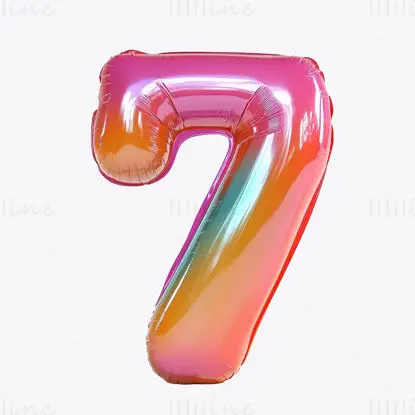 Colorful cartoon inflatable balloon Arabic number 7