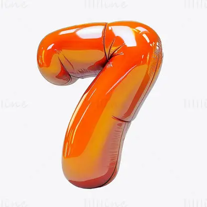 Orange cartoon inflatable Arabic number 7