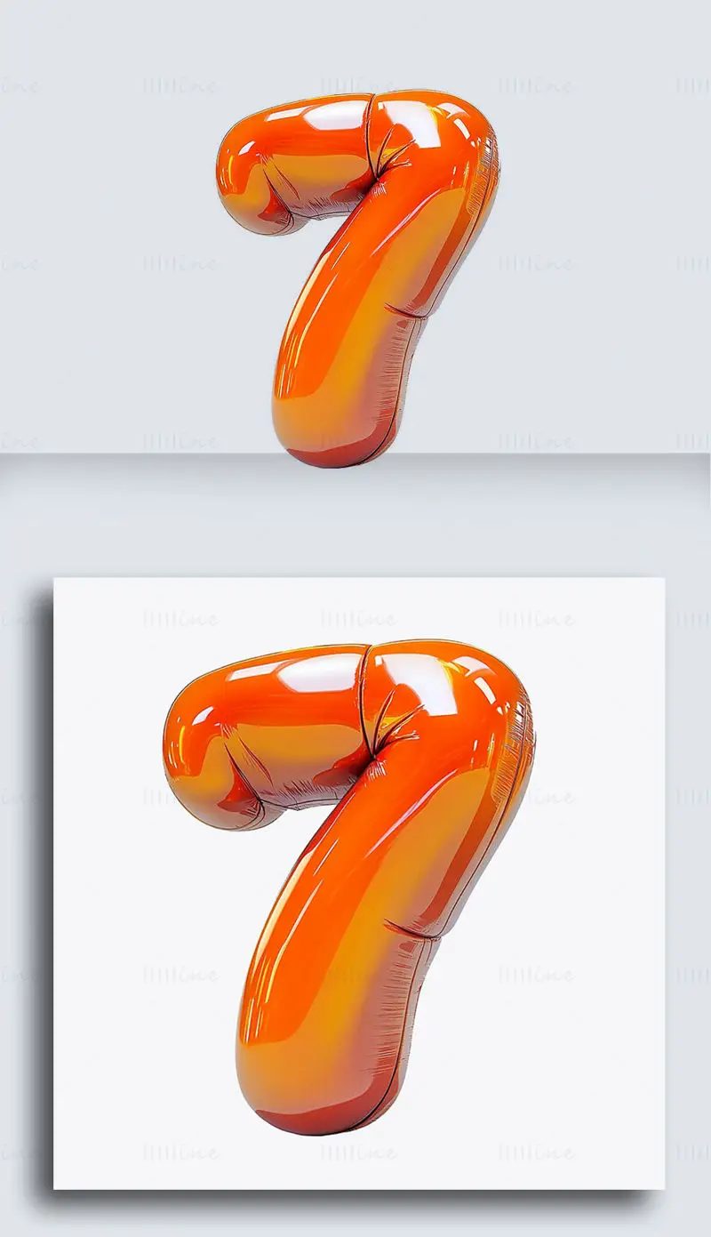 Orange cartoon inflatable Arabic number 7