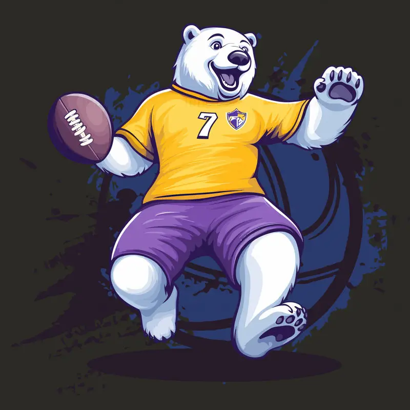 Cartoon strong white bear playing rugby number 7 vector illustration