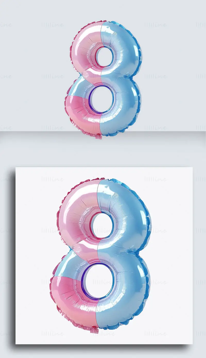 Pink and blue cartoon inflatable Arabic number 8