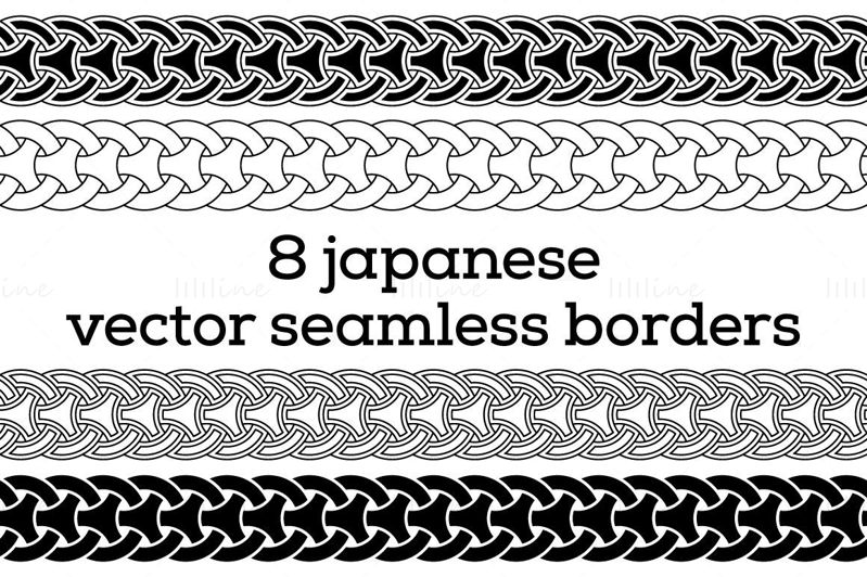 8 seamless vector borders, Japanese borders.
