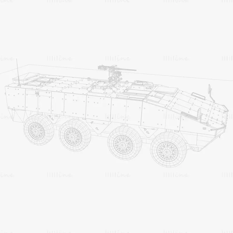 8x8 AMV Armored Vehicle 3D Model