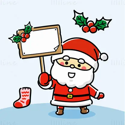 A cartoon of santa claus holding a sign vector design