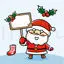 A cartoon of santa claus holding a sign vector design