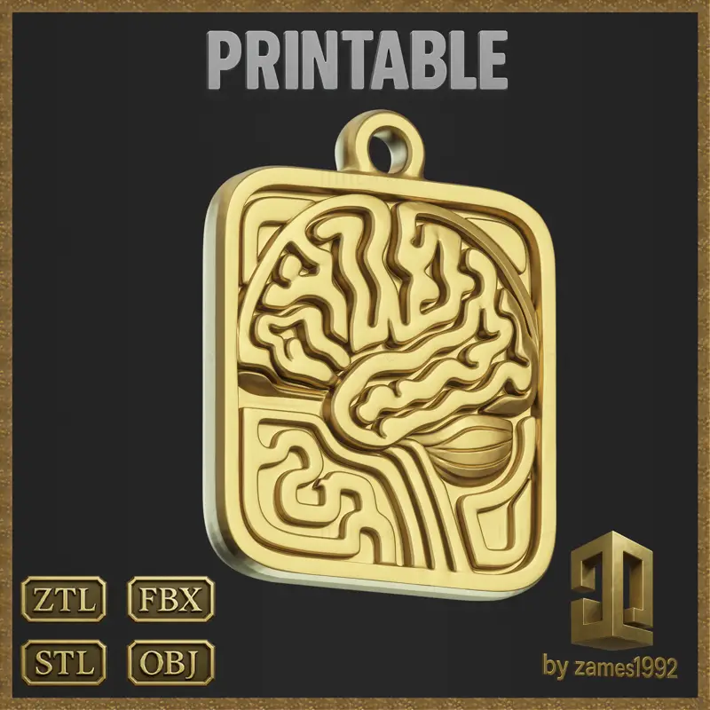 Abstract Science Medallion Jewelry Design 3D Print Model