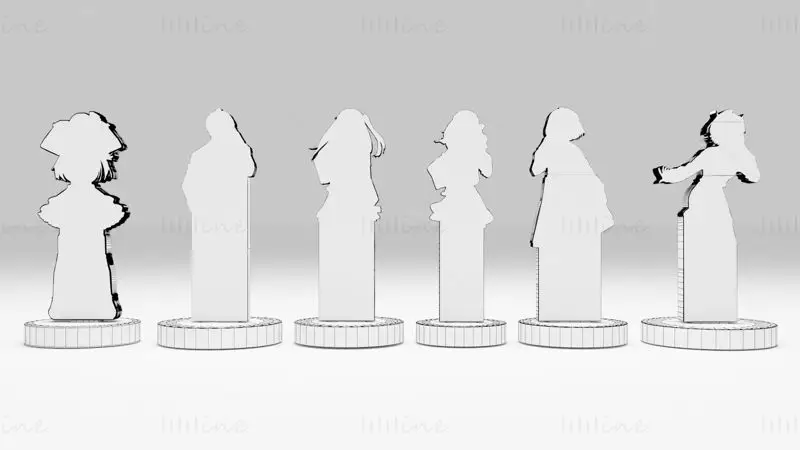 Acrylstandaard Alle hoofdpersonages Oshi no Ko 3D-printmodel