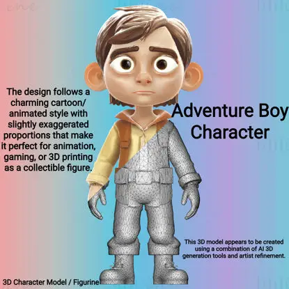 Adventure Boy Charakter 3D-Druckmodell