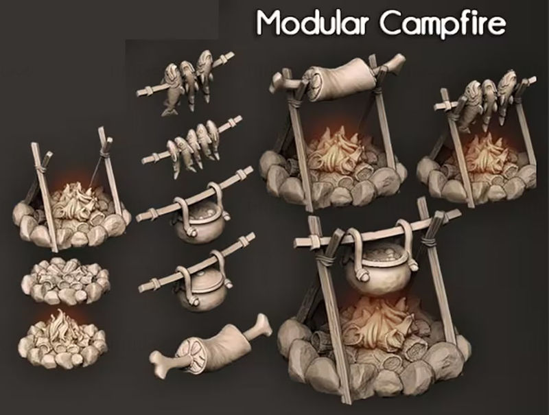 Conjunto de campamento de aventureros Modelo de impresión 3D STL