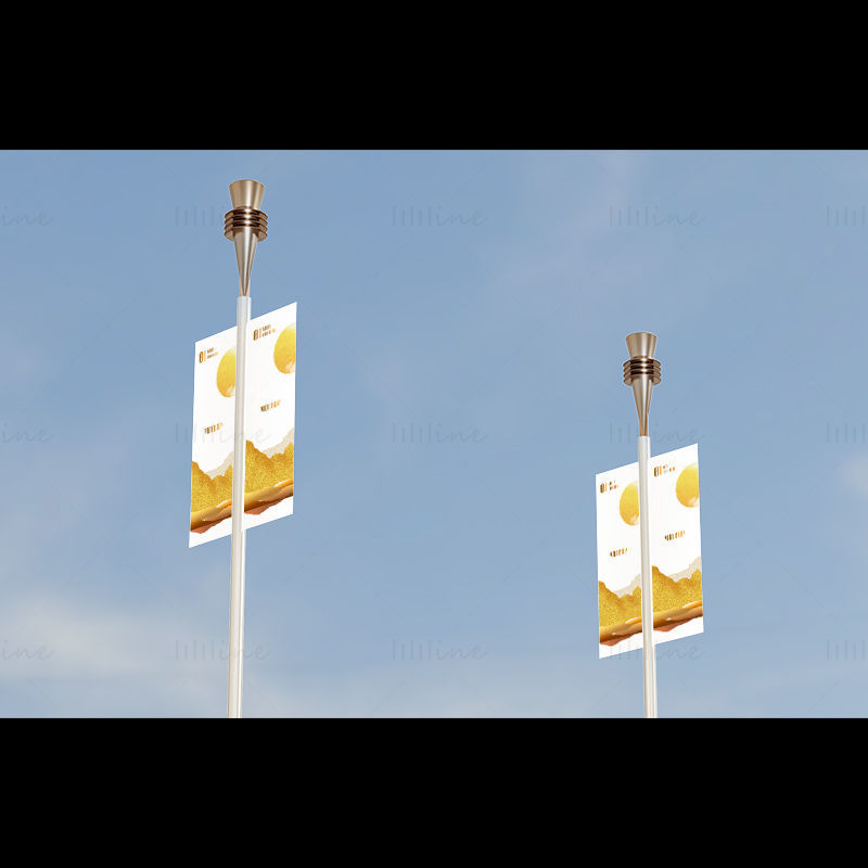 Макет баннера с рекламным флагом