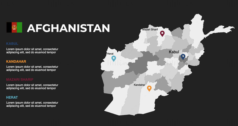 Mapa de infografías de Afganistán editable PPT y Keynote