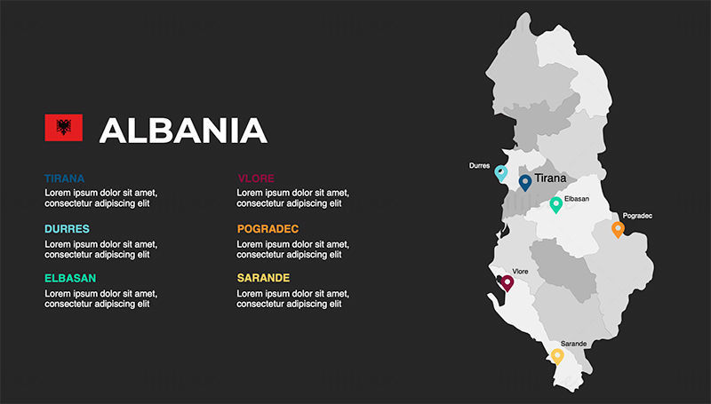 Keynote PPT della mappa dell'Albania