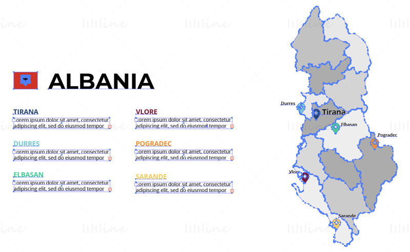 Векторна карта на Албания
