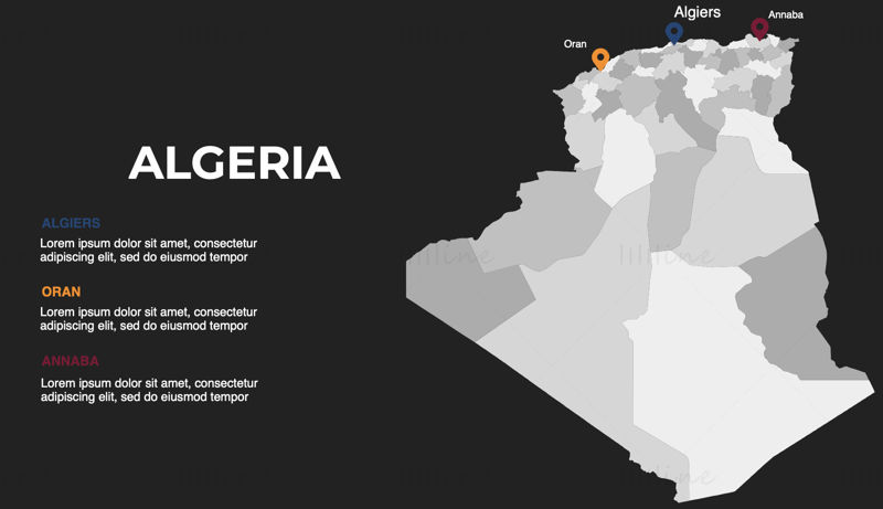 Algeria Infographics Map editable PPT & Keynote