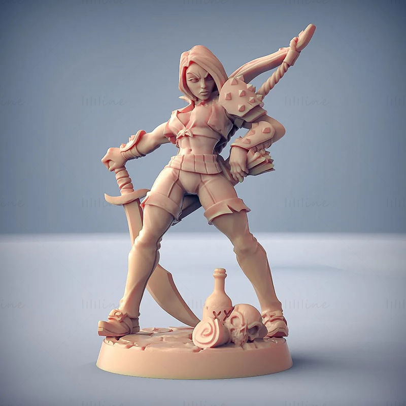 Aline the Bold - Rogue Heroine 3D 打印模型 STL