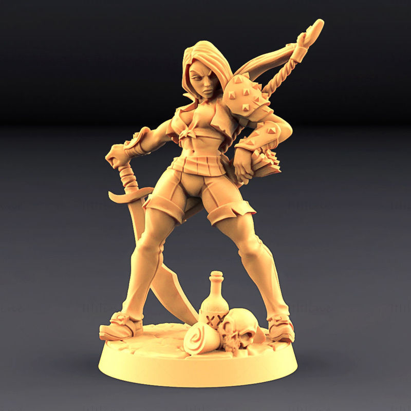 Aline the Bold - Rogue Heroine 3D Baskı Modeli STL
