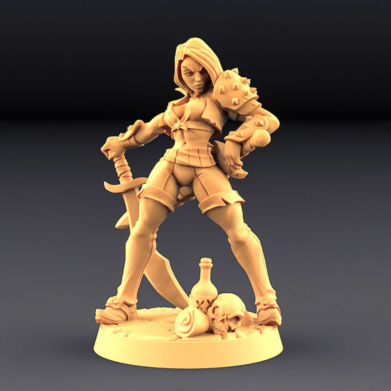 Aline the Bold - Rogue Heroine 3D Baskı Modeli STL
