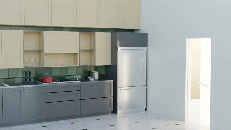 Aluminium Kitchen Cabinet 3D Model