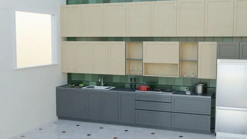 Aluminium Kitchen Cabinet 3D Model