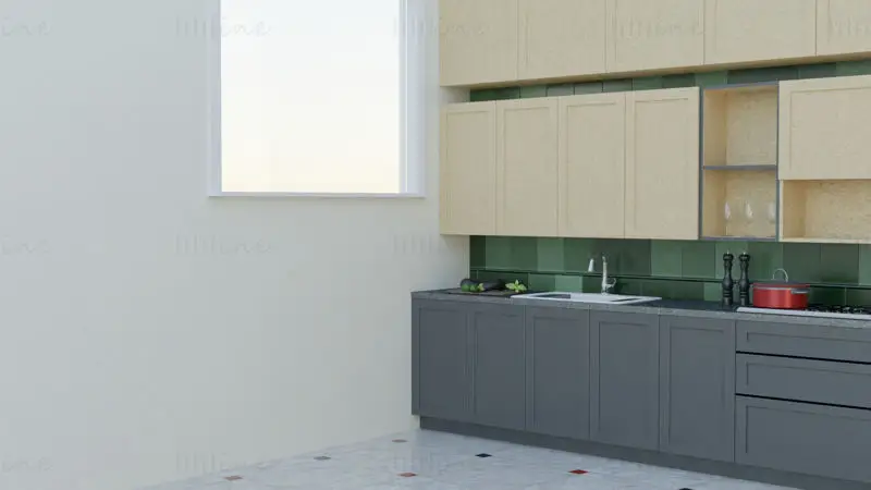 Aluminium Kitchen Cabinet 3D Model