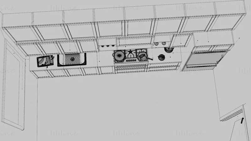 Model 3D de dulap de bucătărie din aluminiu