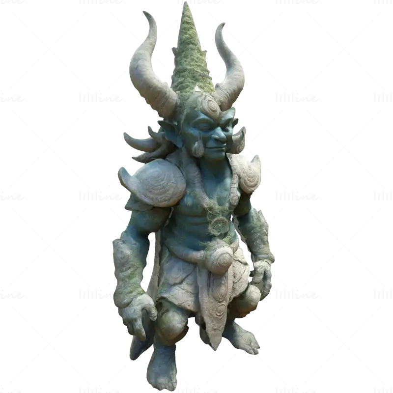 3D-printmodel van een oud Demon Guardian-standbeeld