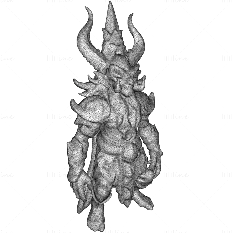 3D-printmodel van een oud Demon Guardian-standbeeld