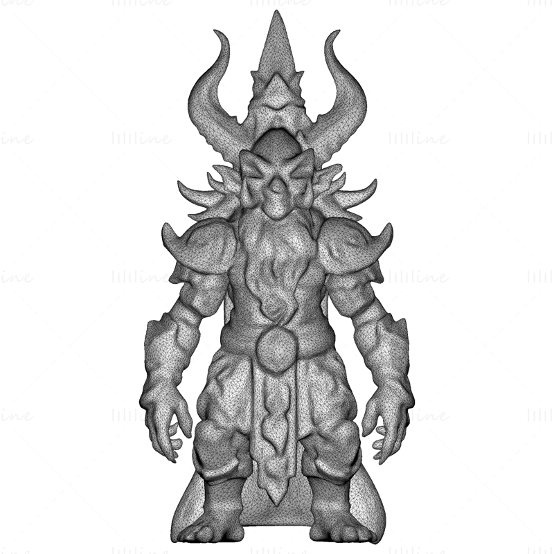 3D-printmodel van een oud Demon Guardian-standbeeld