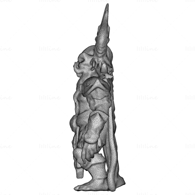 3D-printmodel van een oud Demon Guardian-standbeeld