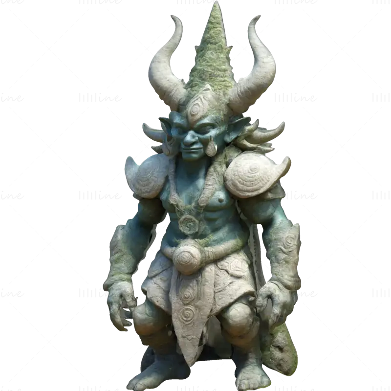 3D-printmodel van een oud Demon Guardian-standbeeld