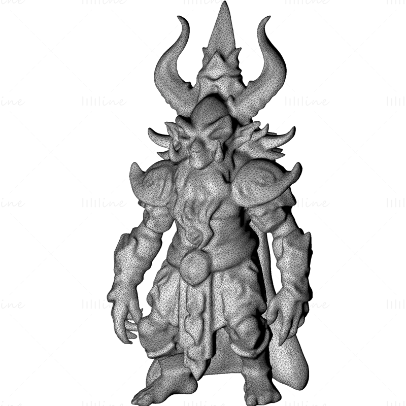 3D-printmodel van een oud Demon Guardian-standbeeld