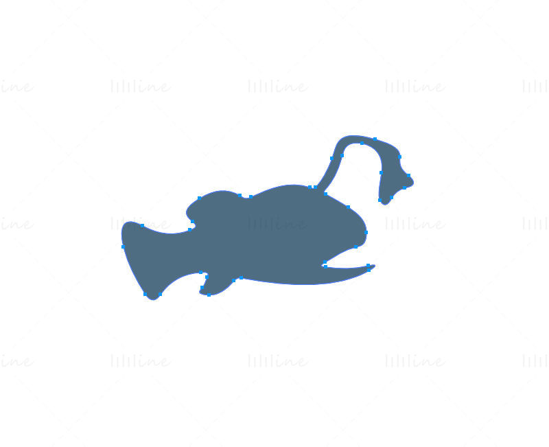 Angler fish vector icon logo