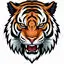 Angry tiger head with fierce expression, showing sharp teeth vector design