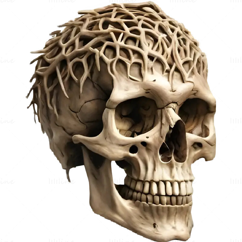 Antler Human Skull 3D Print Model Collection