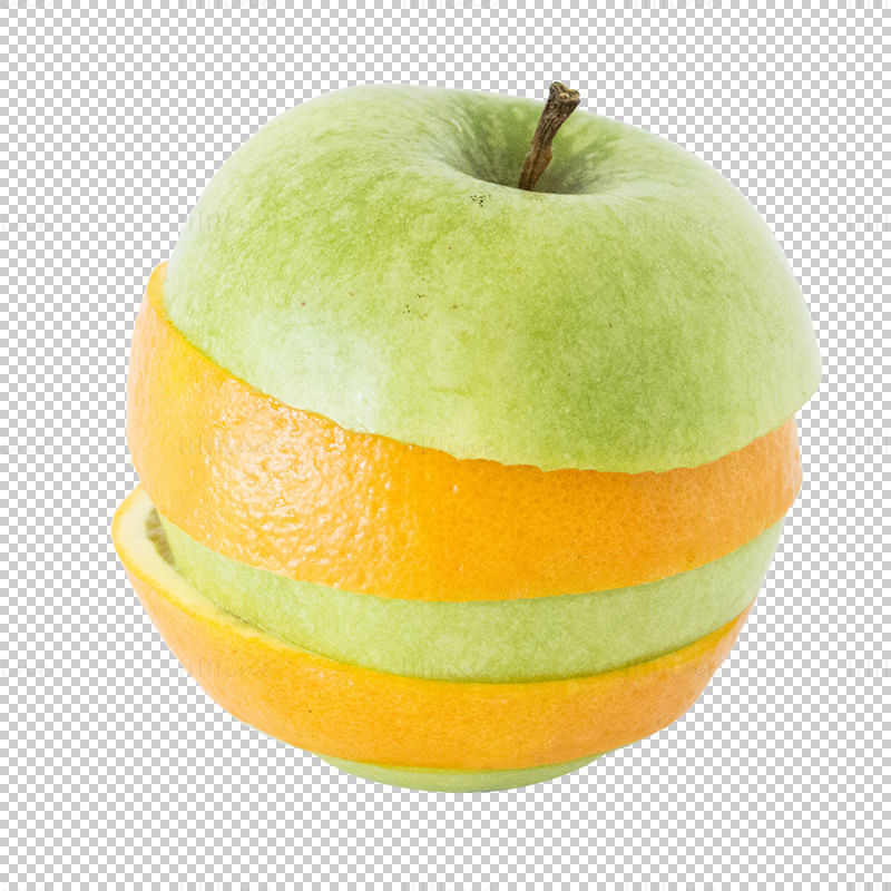 苹果柠檬切片融合混合水果创意PNG