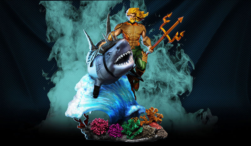 Aquaman og Shark 3D-utskriftsmodell STL