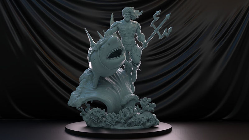 Модел за 3D печат на Аквамен и акула STL