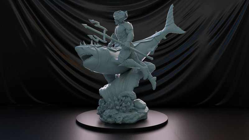 Aquaman og Shark 3D-utskriftsmodell STL
