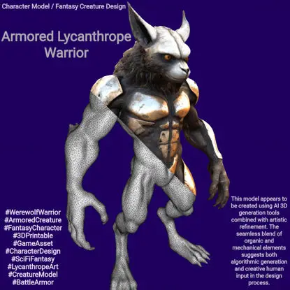 Model de imprimare 3D Armored Lycanthrope Warrior