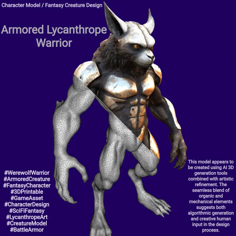 Páncélozott Lycanthrope Warrior 3D nyomtatási modell