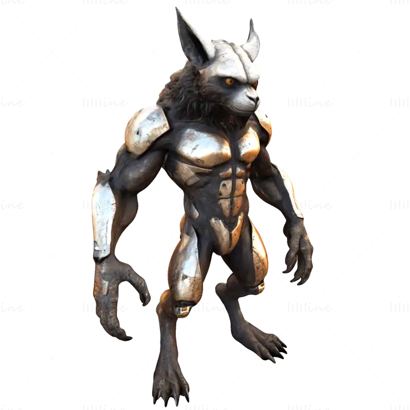 Páncélozott Lycanthrope Warrior 3D nyomtatási modell