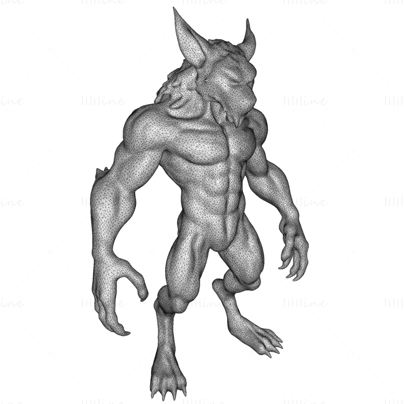 Páncélozott Lycanthrope Warrior 3D nyomtatási modell