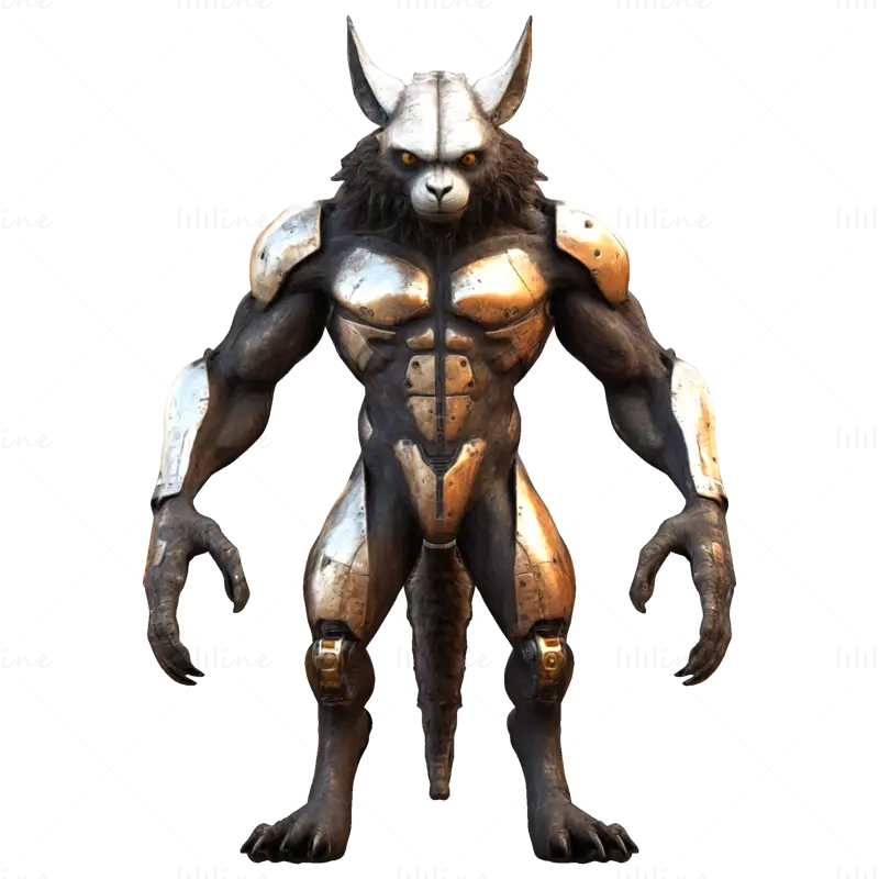 Páncélozott Lycanthrope Warrior 3D nyomtatási modell