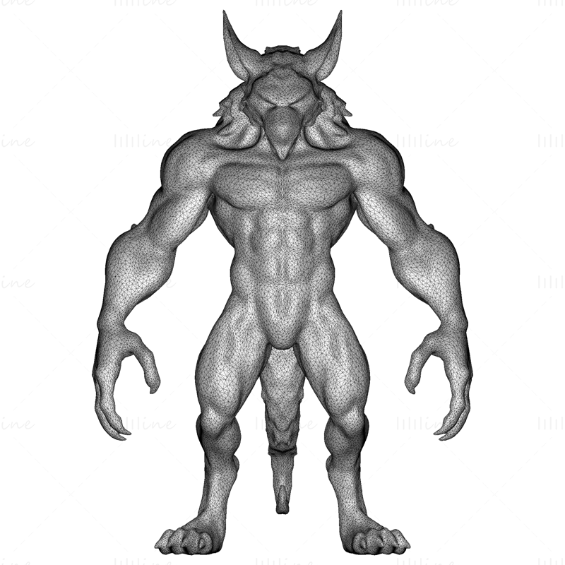 Páncélozott Lycanthrope Warrior 3D nyomtatási modell