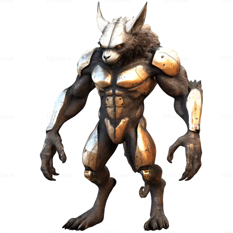 Páncélozott Lycanthrope Warrior 3D nyomtatási modell