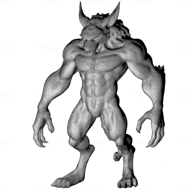 Páncélozott Lycanthrope Warrior 3D nyomtatási modell