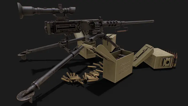 Army machine gun with optical sight 3d model